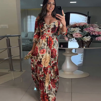 Adriana™ | Robe Plissée Florale Élégante
